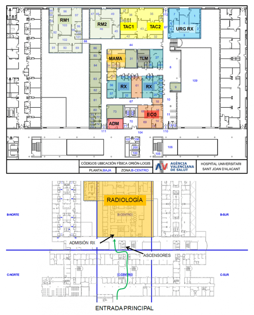 Plano radiología hospital miguel hernandez san juan alicante